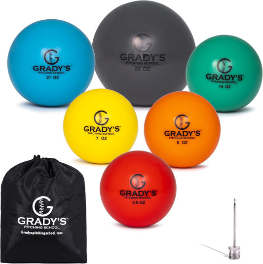 Soft-Shell Weighted Ball Set (Smooth) – 6-Ball Pitching Velocity Training Set (3.5–32 oz)