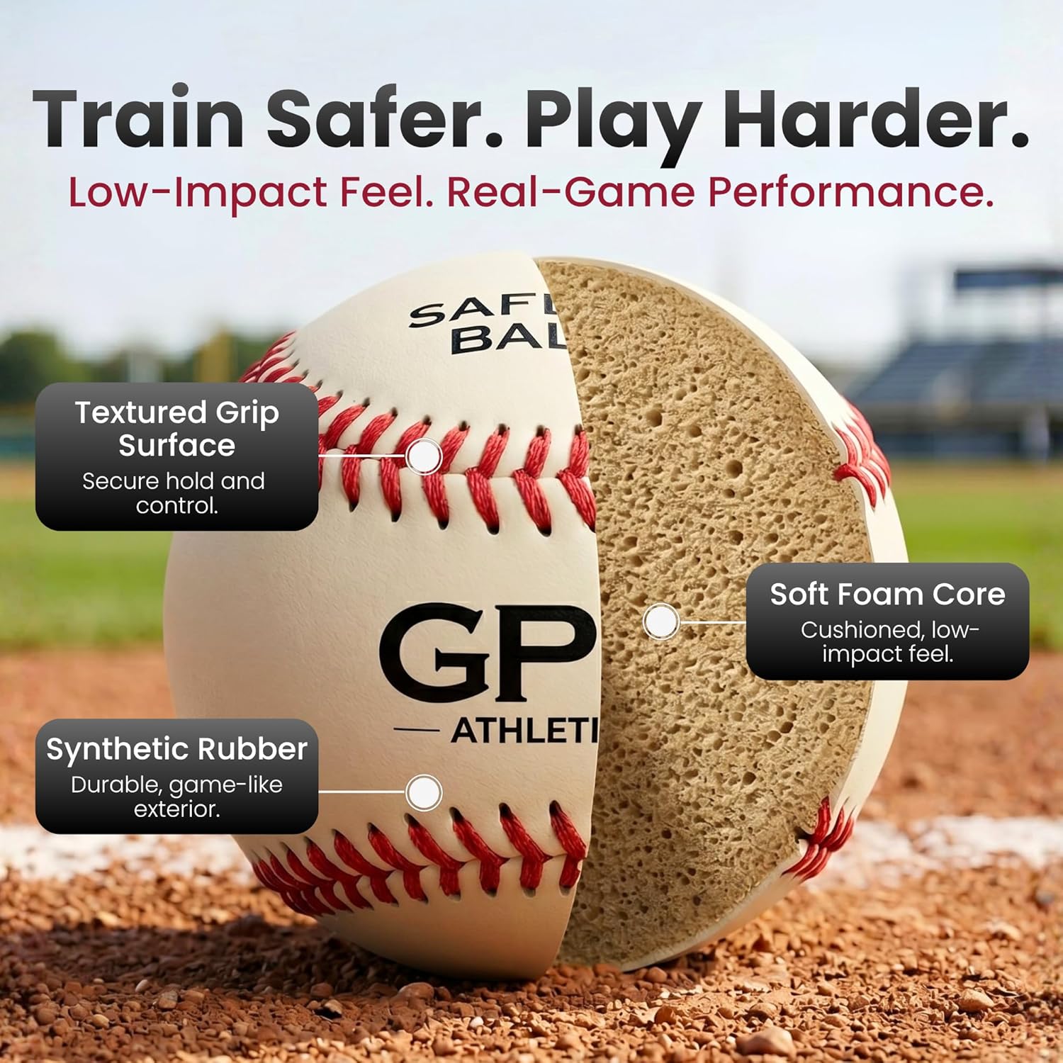 GPS 6 Practice Baseballs for Kids - soft low-impact